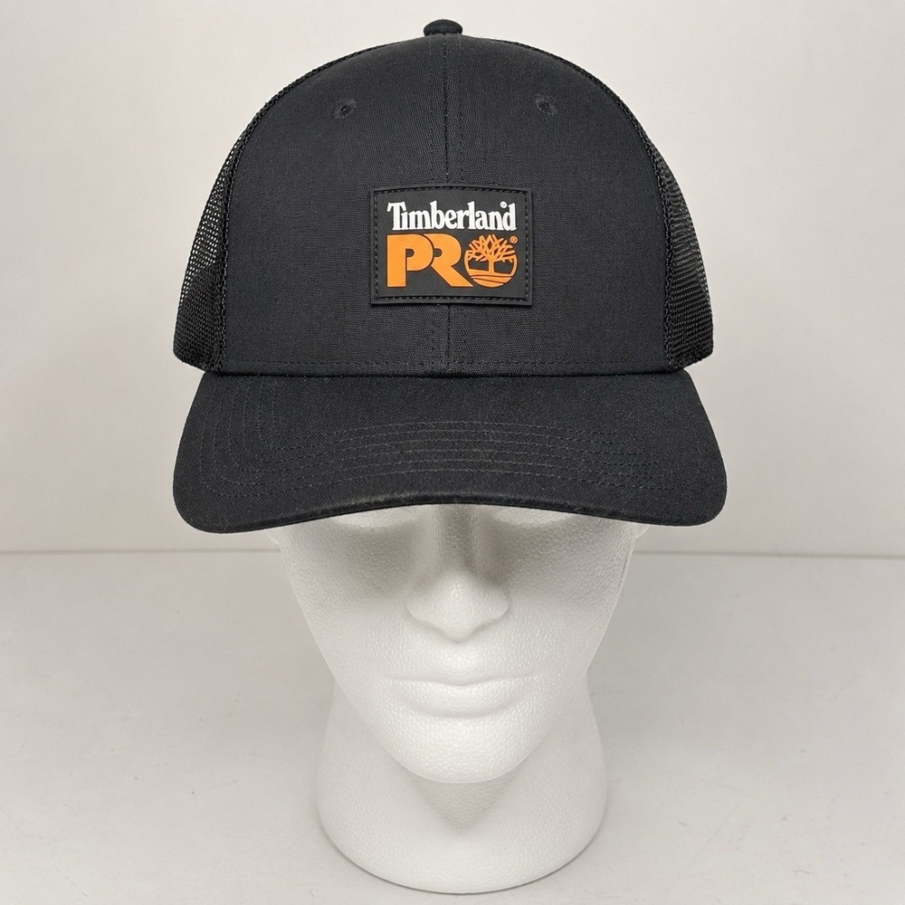 Timberland PRO Trucker Hat Snap Back Men's One Size Black Patch Mesh NWT